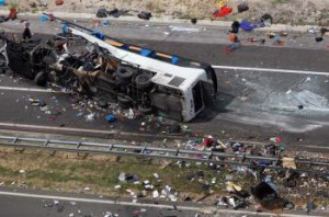 Havarovaný český autobus v Chorvátsku