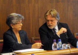 Dušan Jarjabek a Eva Discantiny, predseda a tajomníčka Výboru NR SR pre kultúru a médiá