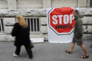 Protest pred budovou GP SR