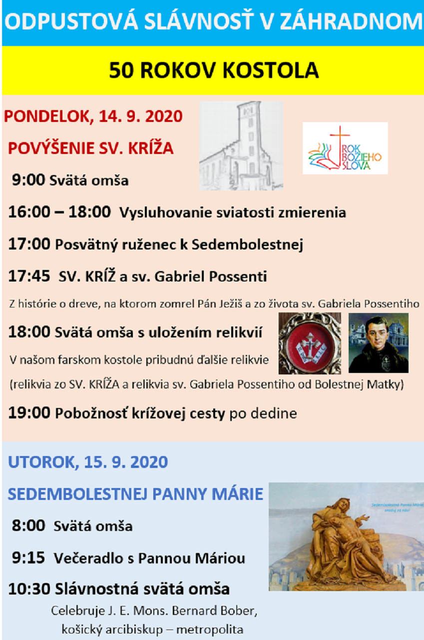 Odpustovú slávnosť v Záhradnom oslávia aj s arcibiskupom Boberom
