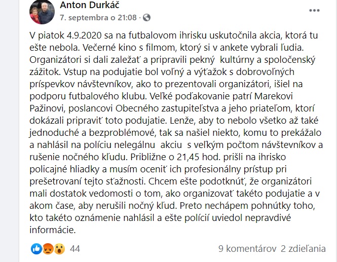Šarišské Sokolovce udavanie polícia