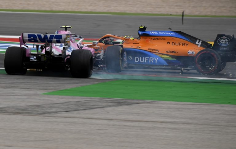 Lance Stroll Lando Norris kolízia