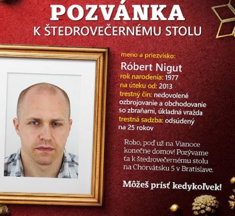 K štedrovečernému stolu policajti „pozývajú” na doživotie odsúdeného Róberta Niguta
