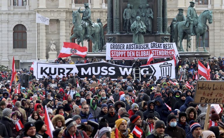 Protikoronový protest vo Viedni