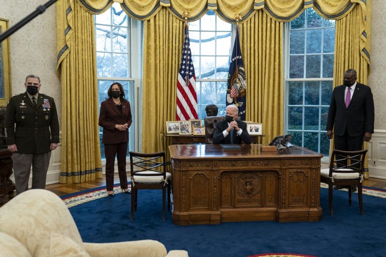 Joe Biden, Kamala Harris, Lloyd Austin, Mark Milley