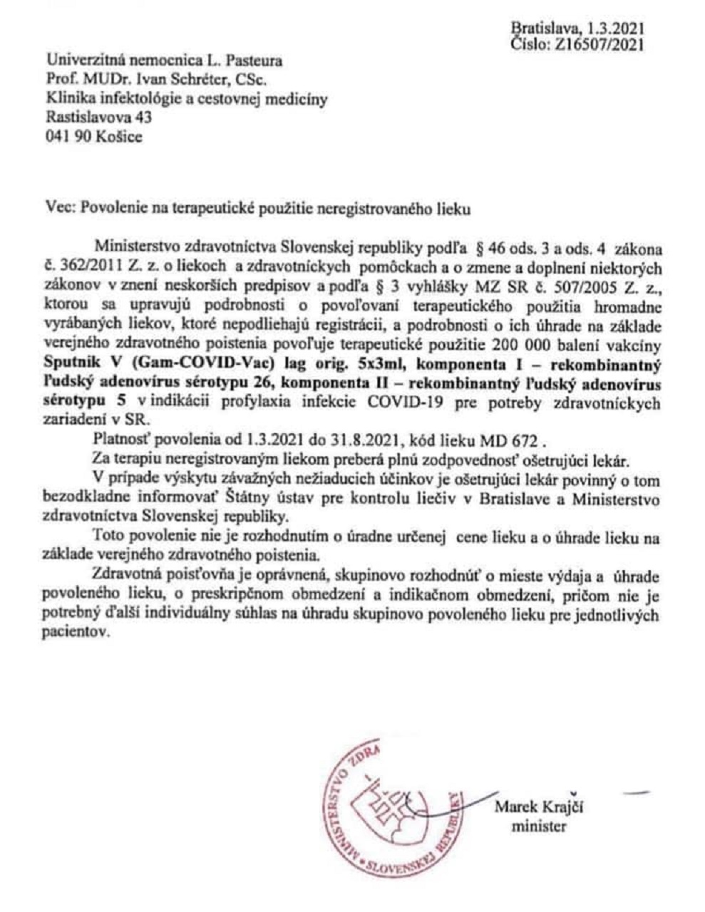 Povolenie na používanie Sputnik V