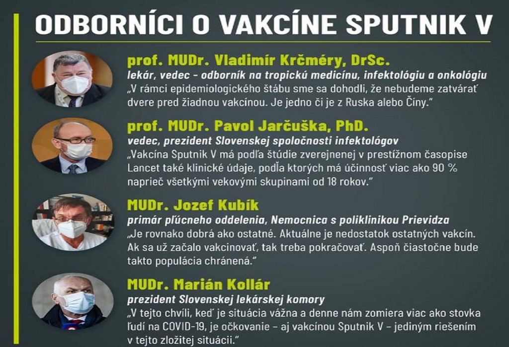 SPutnik V, odborníci