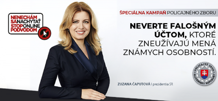 Polícia spustila kampaň proti online podvodom, zapojila sa do nej aj prezidentka