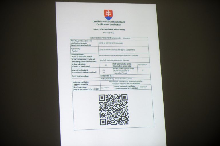 Certifikát o vykonanej vakcinácii