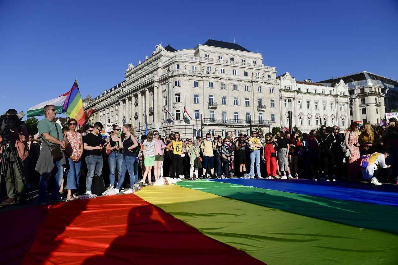 Protest za práva LGBTI komunity v Budapešti