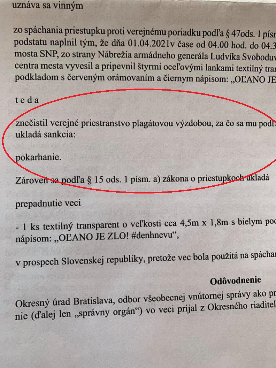 Draxler pokarhanie rozhodnutie
