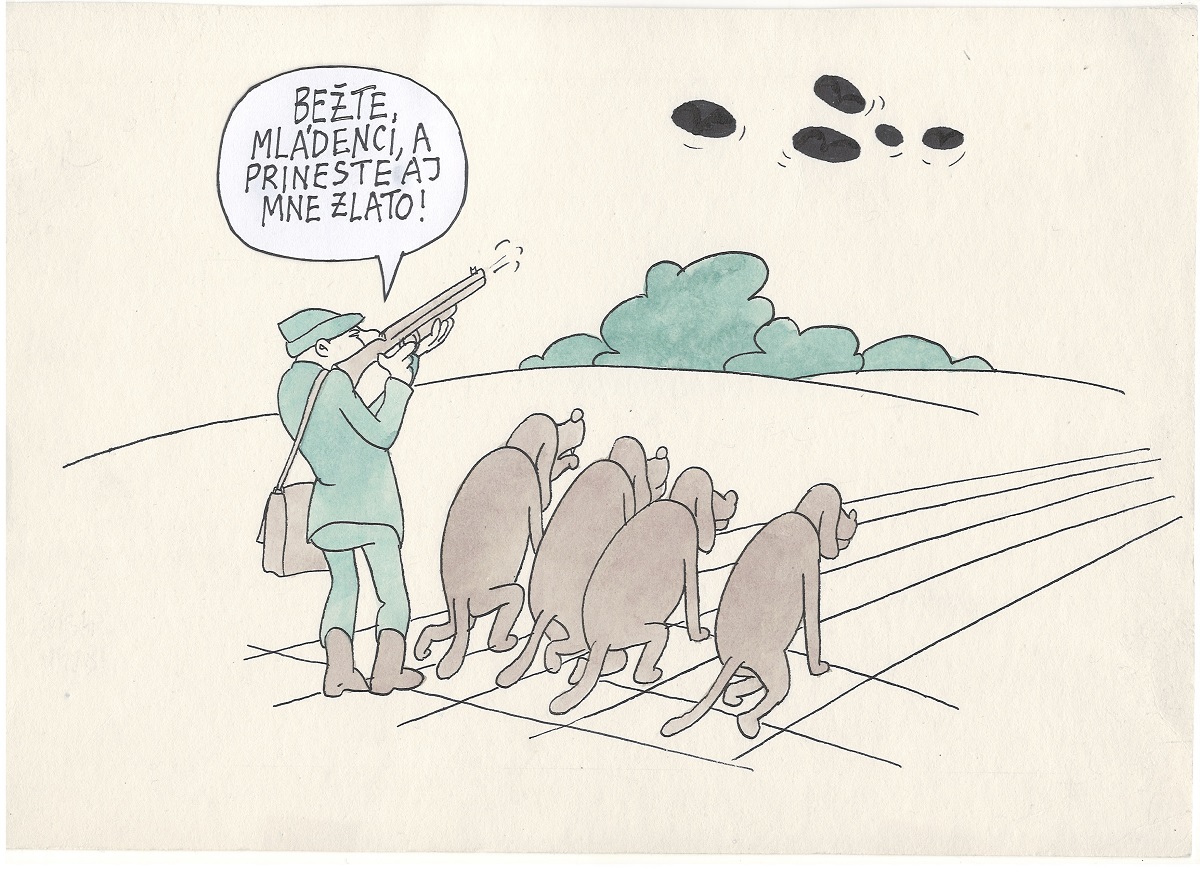 karikatúra, Lovec zlata, inšpirovaný zlatom Štefečekovej v trape