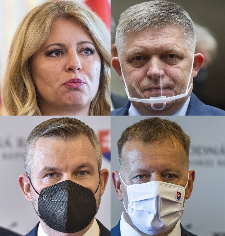 Zuzana Čaputová, Robert Fico, Peter Pellegrini a Boris Kollár