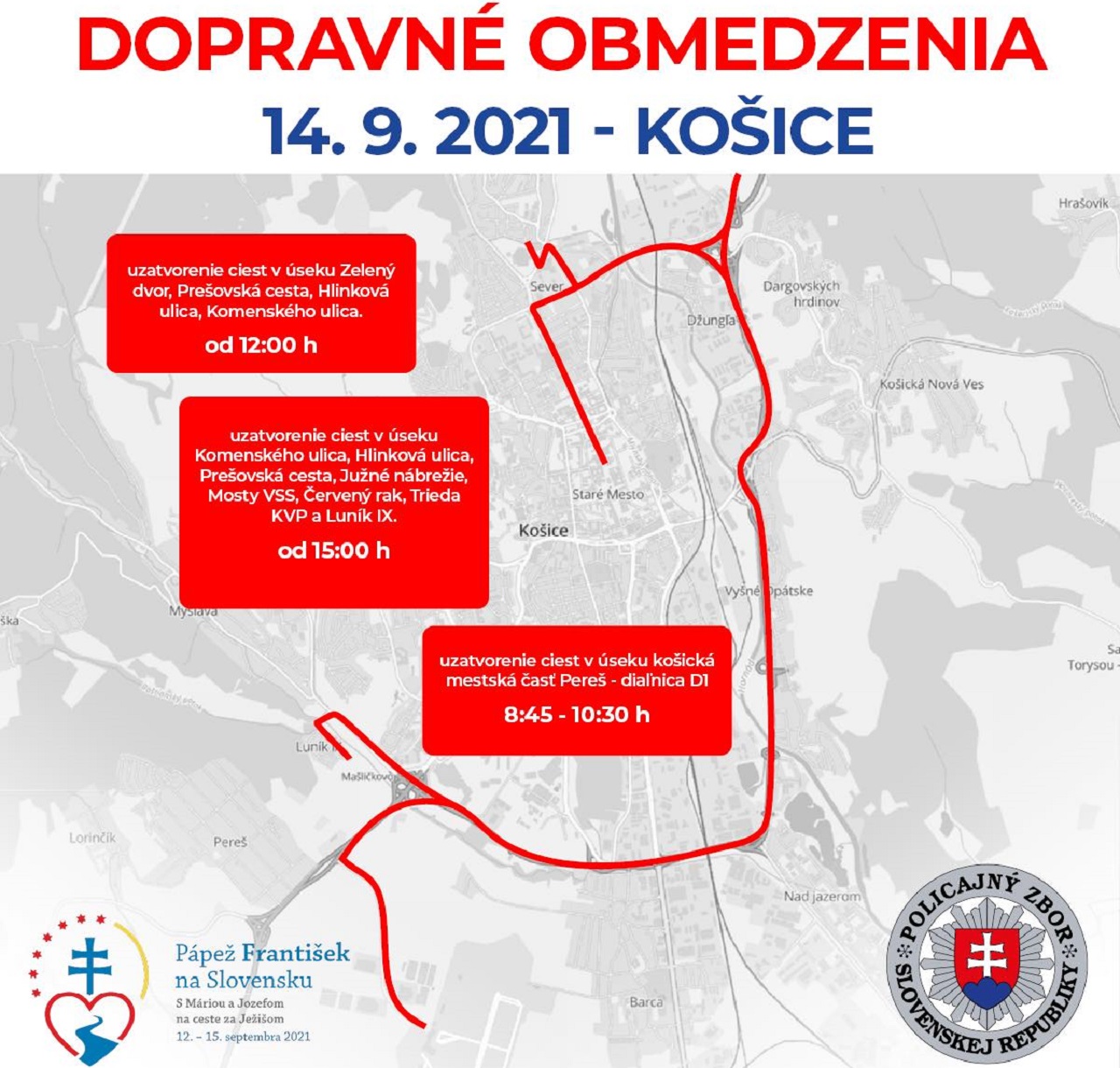 Dopravné obmedzenia v Košiciach