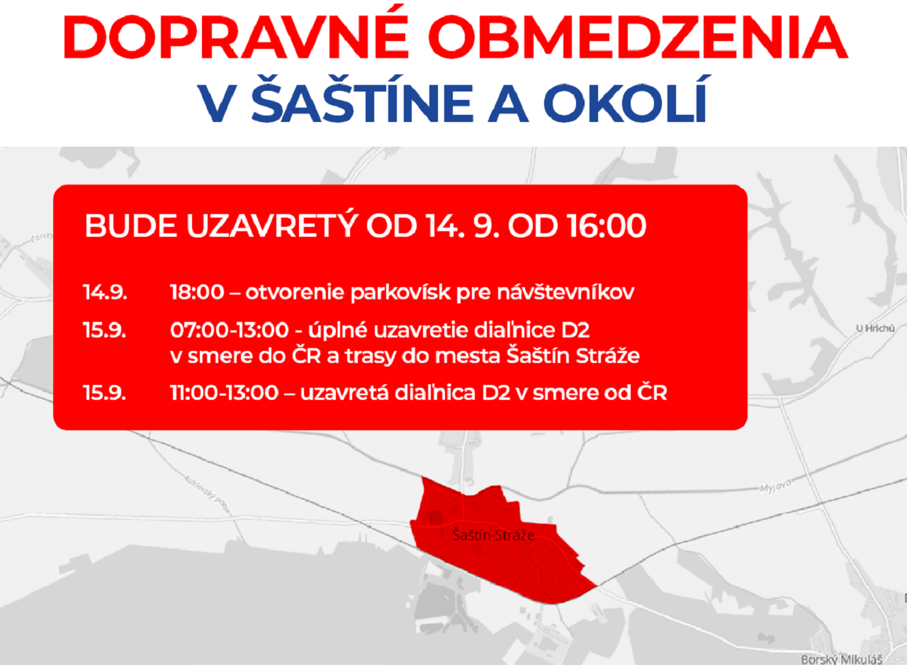 Dopravné obmedzenia v Šaštíne