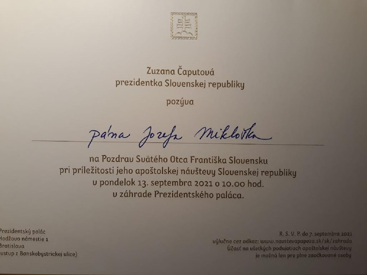 pozvánka Jozef Mikloško