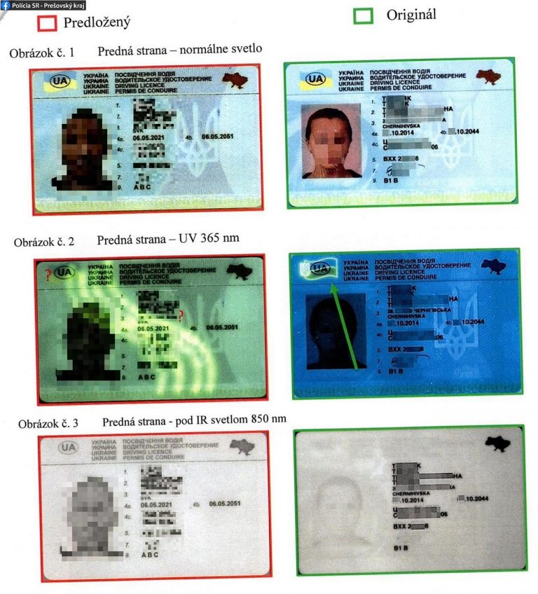 falošný vodičský preukaz