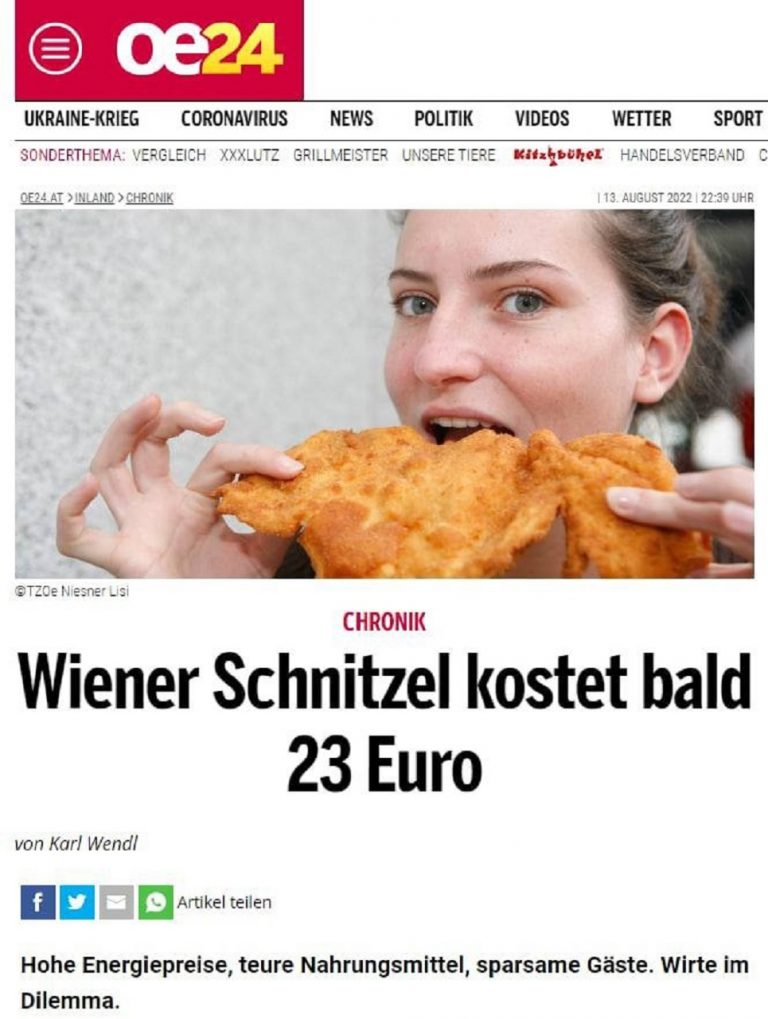 Viedenský rezeň bude vo Viedni čoskoro stáť viac ako 23 eur