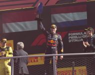 Max Verstappen Red Bull, Charles Leclerc Ferrari, George Russell Mercedes
