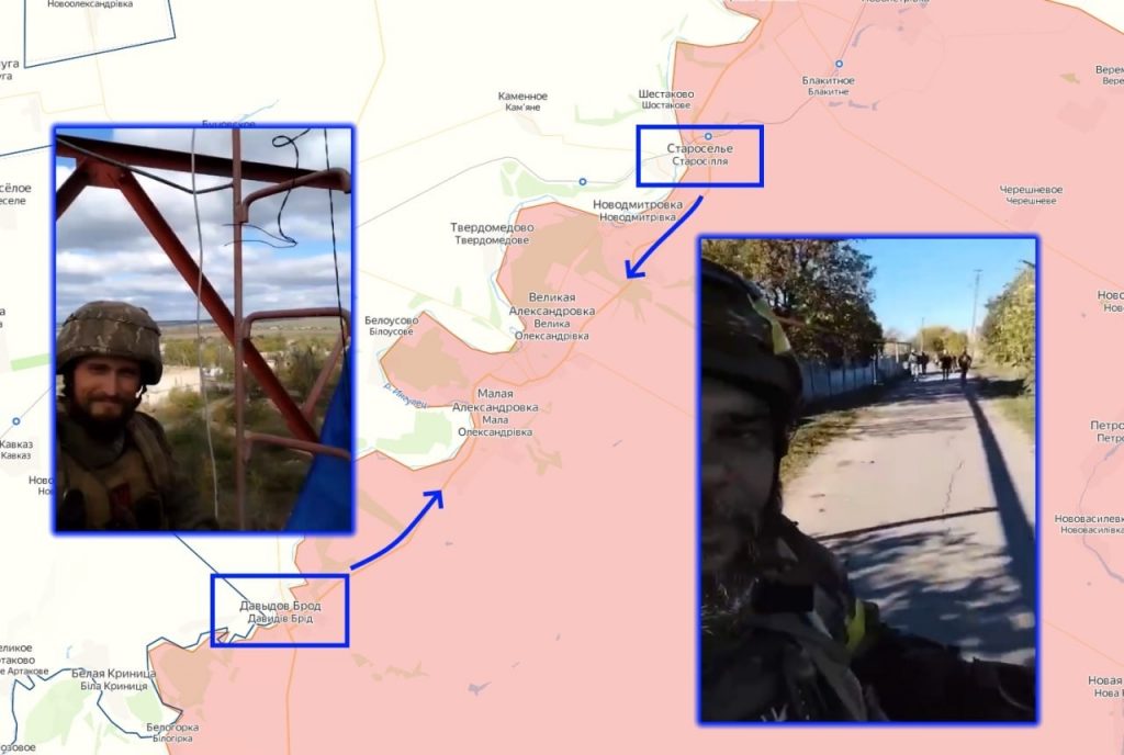 Ukrajinská armáda zverejňuje videá z obcí Davydov Brod a Staroselje, kde sa nachádzali prechody cez rieku Ingulec