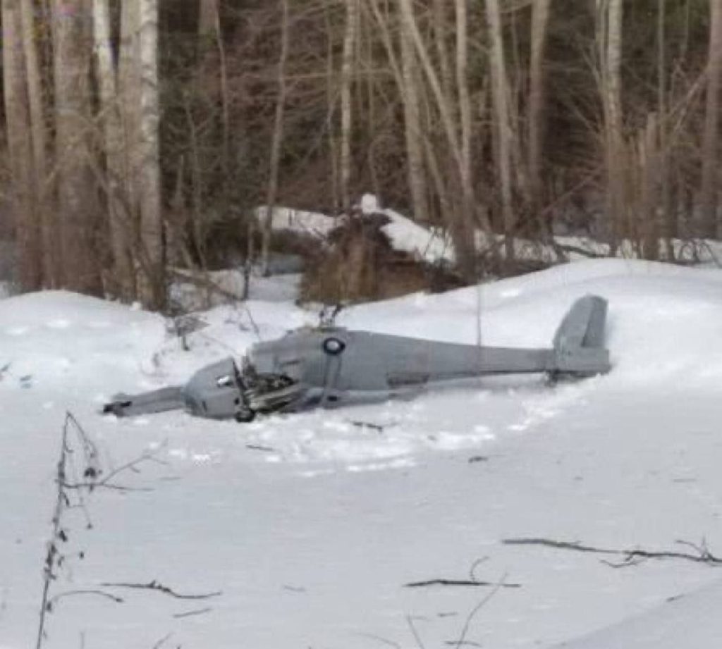 Fotografia zostreleného dronu z miesta nehody v Kolomne