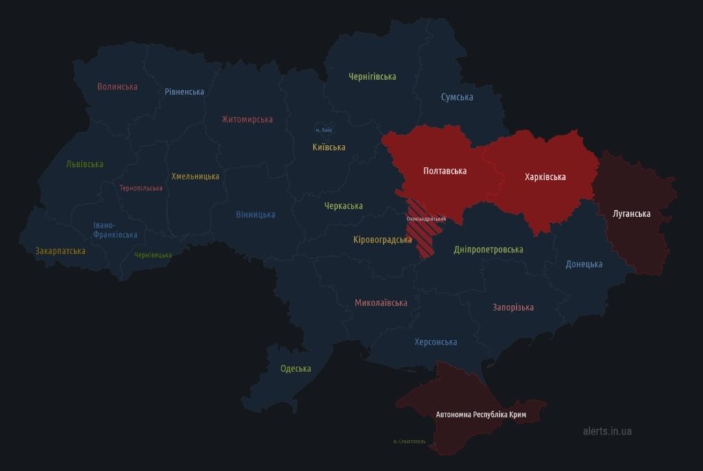 V Charkovskej a Poltavskej oblasti bol vyhlásený letecký poplach