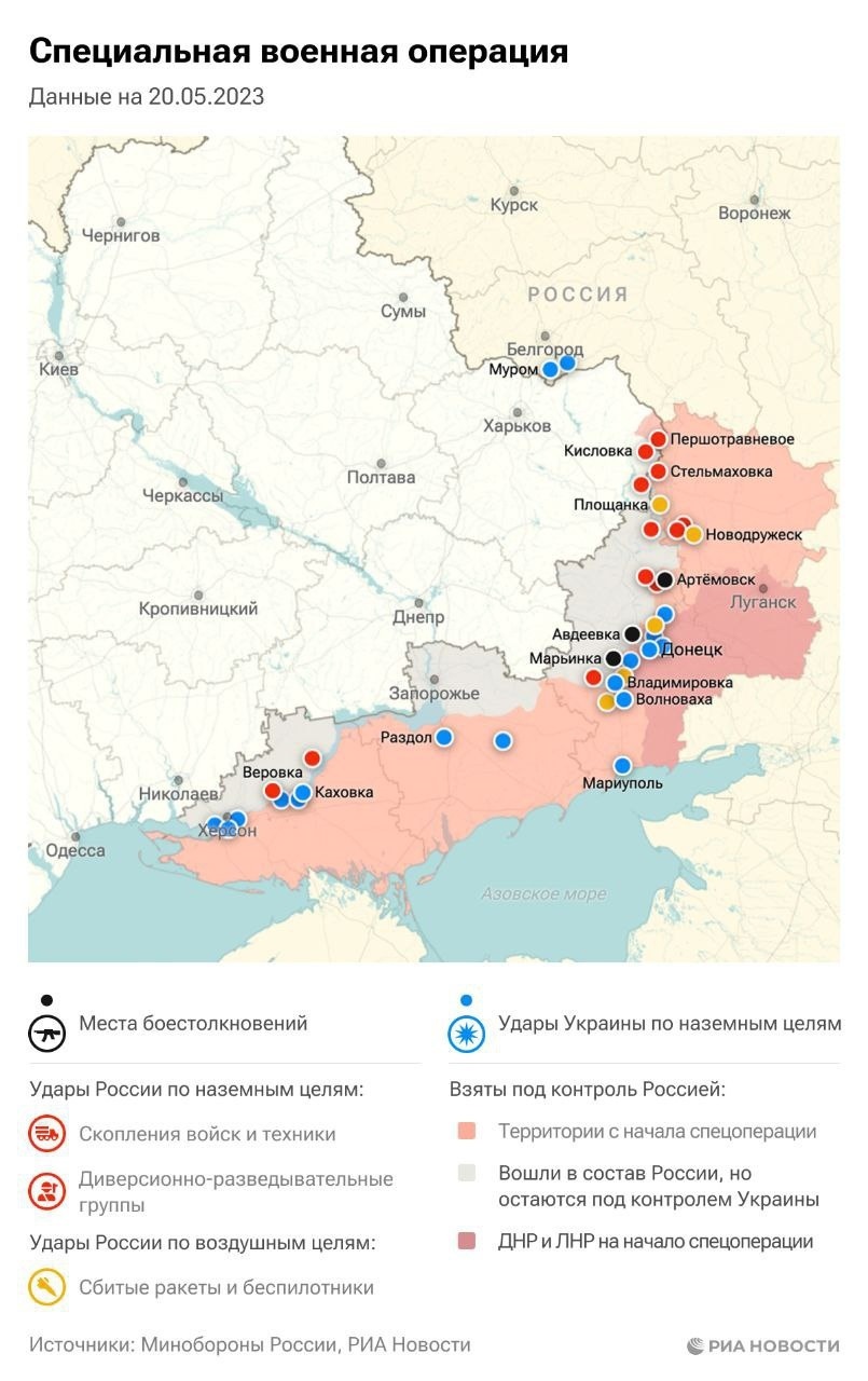 Situácia na frontoch 20. mája 2023