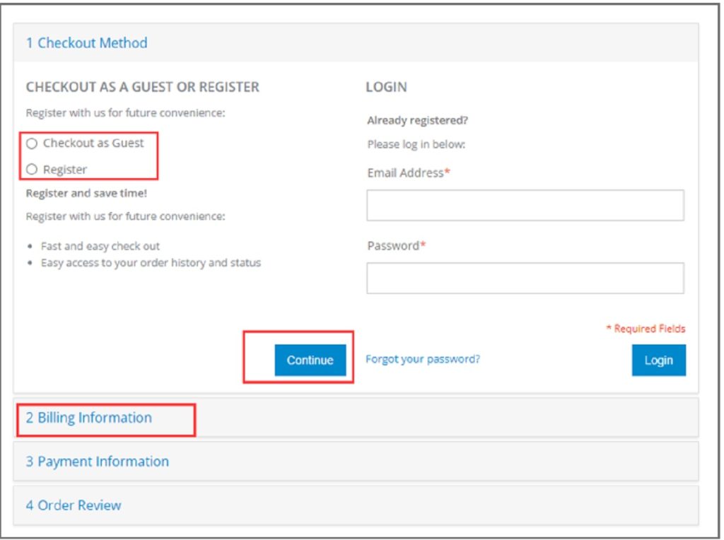 Prejdite na stránku s pokladňou, pokračujte ako hosť (alebo si vytvorte účet) a potom vyplňte "Fakturačné údaje"