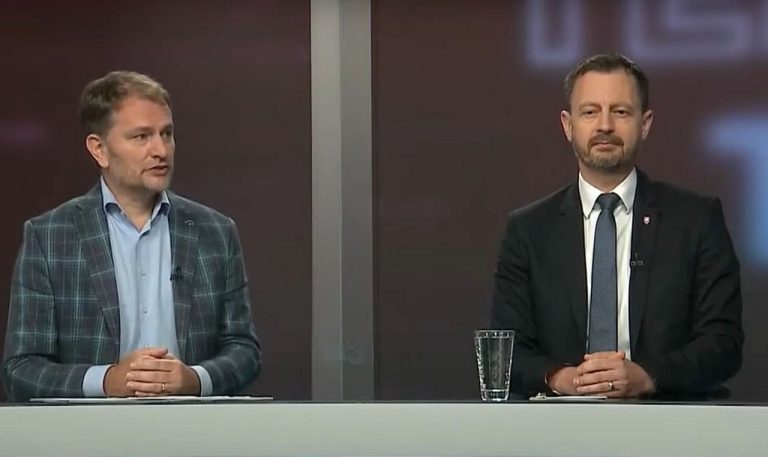 Igor Matovič a Eduard Heger v štúdiu TV Ta3