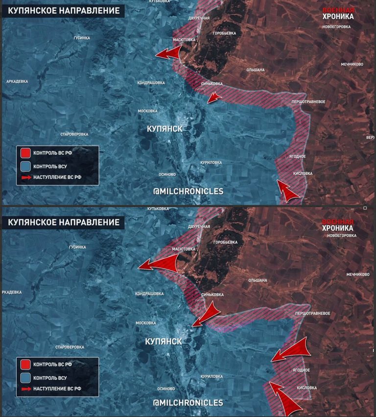 Vývoj bobjovej situácie okolo mesta Kupjansk