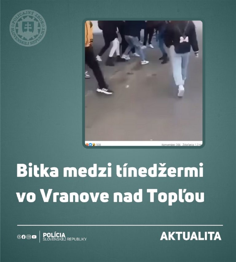 Polícia vyšetruje bitku medzi tínedžermi na stanici vo Vranove nad Topľou
