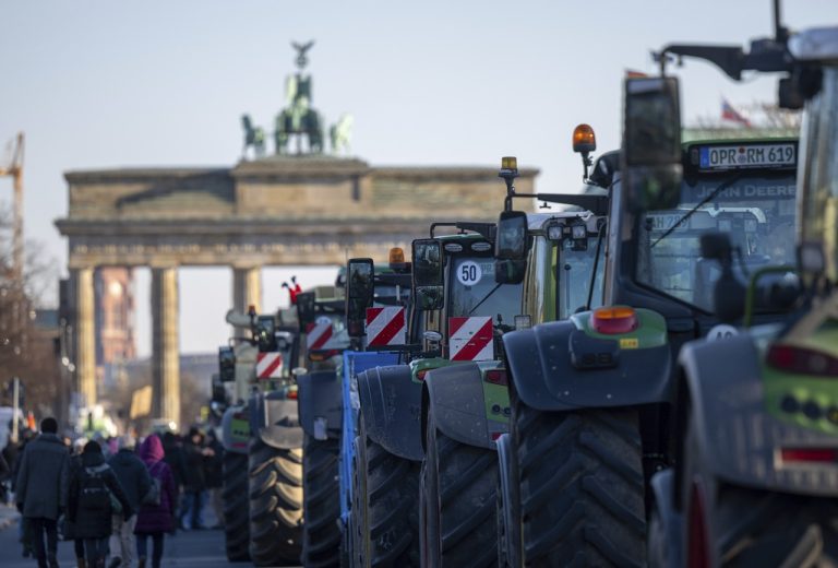 Protest farmárov v Berlíne