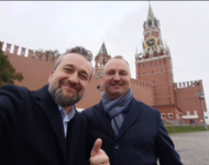 Na snímke europoslanec Ľuboš Blaha(vľavo) na návšteve v Moskve