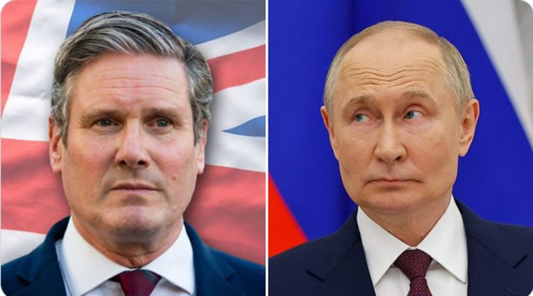 britský premiér Keir Starmer a ruský prezident Vladimir Putin