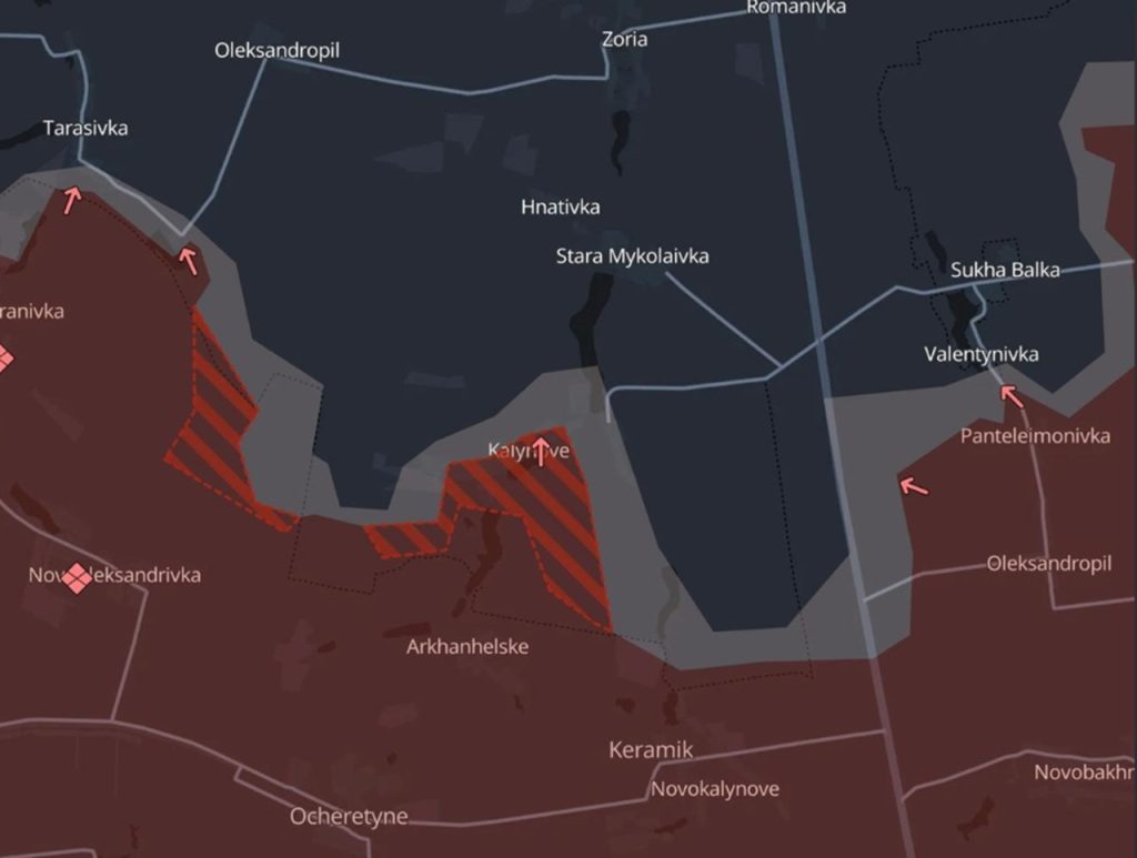 Za posledných 24 hodín ruské jednotky opäť postúpili na úseku frontu medzi Pokrovskom a Toreckom - v oblasti Kalinovoje
