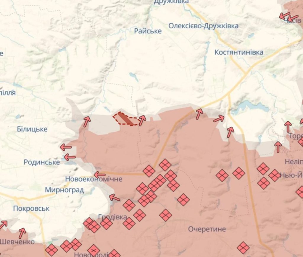 postup Ruskej federácie k hraniciam Dnepropetrovskej oblasti v oblasti Voskresenky