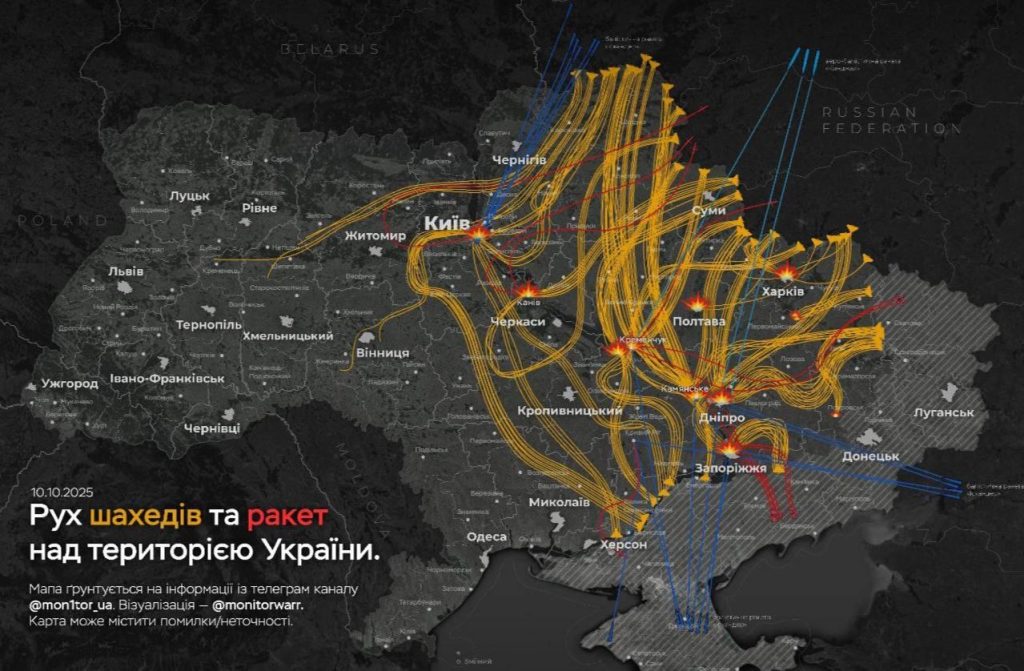 nočné útoky na Ukrajine