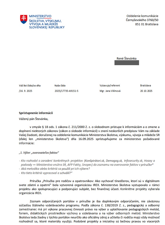 Sprístupnenie informácií